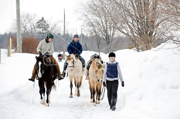 Horseback riding in the snow in Ontario Canada