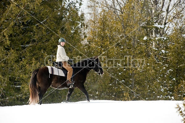 Horseback riding in the snow in Ontario Canada