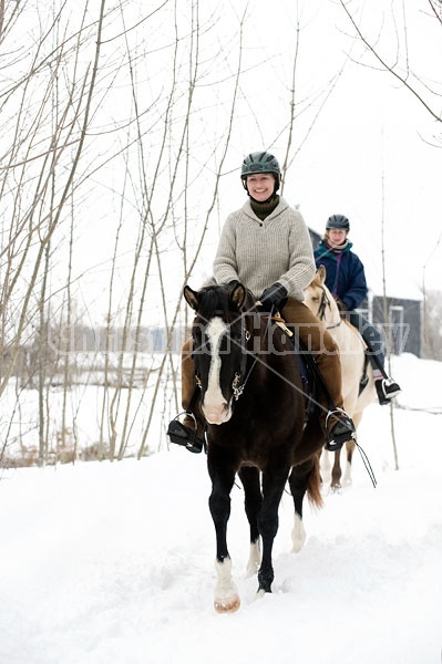 Horseback riding in the snow in Ontario Canada