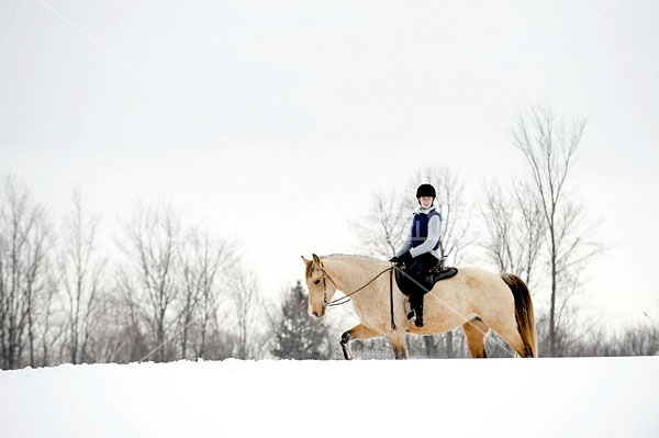 Horseback riding in the snow in Ontario Canada