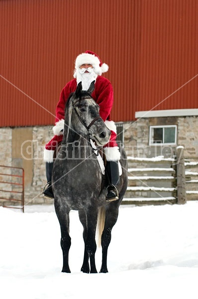 Santa Claus riding a horse