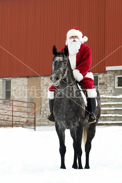 Santa Claus riding a horse